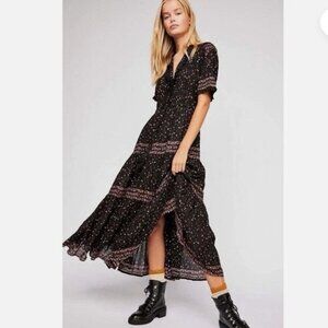 Free People Rare Feelings Maxi Dress in Black Size XS.